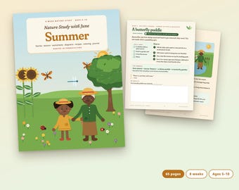 Summer Nature Study for Kids, 8-Week Homeschool Unit, Butterfly Life Cycle, Pond Study, Ages 5-10