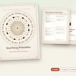 Seed Swap Printables, Seed Swap Signs, Seed Packet Template, Seed Labels, Volunteer Sign Up Sheet, Seed Library Garden Club Event Kit