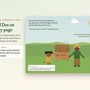 Libro ilustrado sobre compostaje para niños, cuento y actividades sobre el compostador de lombrices, PDF imprimible, edades de 4 a 8 años. imagen 5