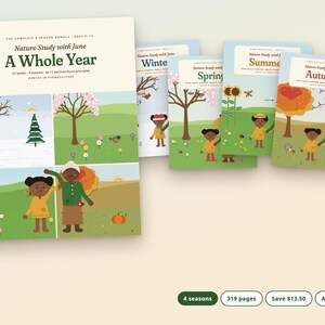 Programa de estudio de la naturaleza para niños durante todo el año, paquete didáctico para la educación en casa sobre las cuatro estaciones, más de 300 páginas, edades de 5 a 10 años. imagen 1