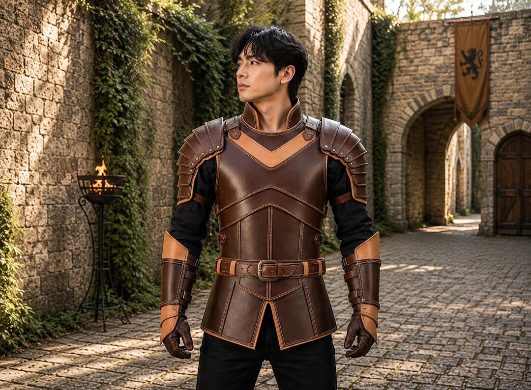 Brown Leather Armor for Men Medieval Warrior Costume Viking LARP ...