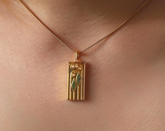 Handmade Gold Lily Of The Valley Pendant Necklace - Art Nouveau Natural Unique Jewelry - Gift for Her - Nature Necklace - Floral Pendant