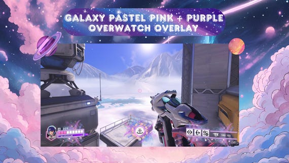 Juno Galaxy Pastel Pink + Purple Overwatch Overlay for Streaming | Juno Overlay | Overwatch 2 | Digital Download