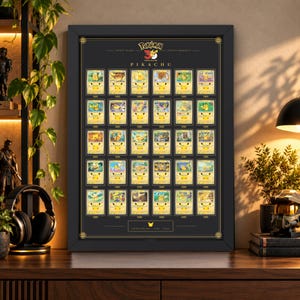 Pikachu-kortdisplay för 30-årsjubileum (digital nedladdning) | 4 mallar | 50 x 70 cm | TCG-display | Pokémon-kortram | Pokémon-heminredning