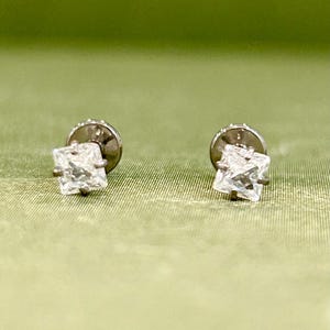 Square CZ Diamond Labret • Implant Grade Titanium •  Internally Threaded Labret • Y2K • Sold by Piece