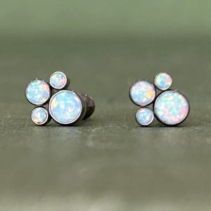 Opal Cluster Top Barbell • Implant Grade Titanium • Internally Threaded Cartilage Barbell • Y2K • Sold by Piece