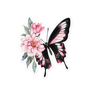 Schmetterling Hinter Blumen Blasenfreie Aufkleber