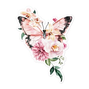 Blumen liebevoller Schmetterling im Aquarellstil blasenfreie Aufkleber
