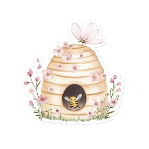 Schattige Bee In Beehouse aquarel stickers zonder bellen