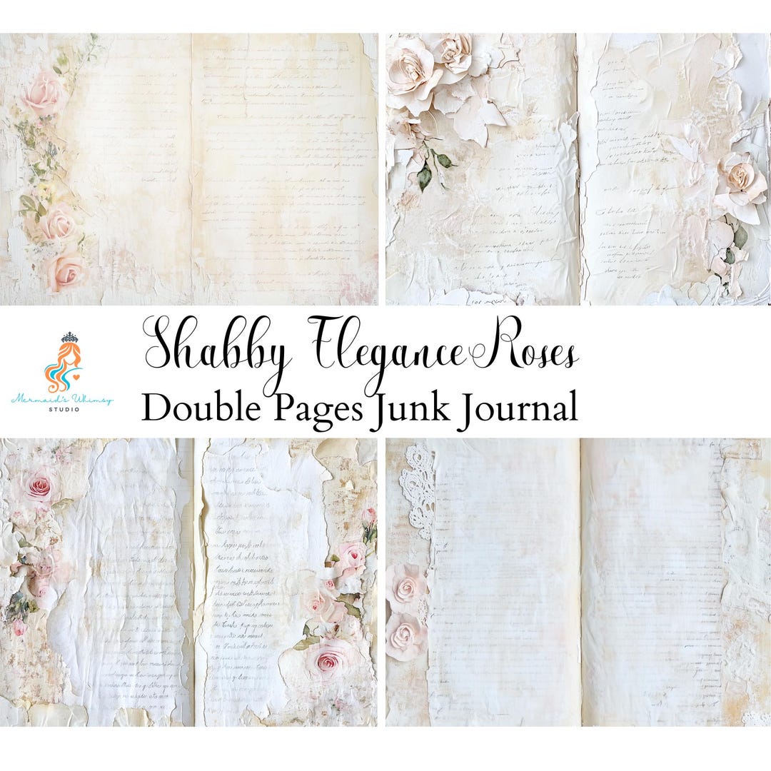 Shabby Elegance Roses Junk Journal Kit, Printable Pages (digital ...