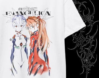 Rei and Asuka Evangelion inspired Tee | Vintage Anime Shirt, Couple gift