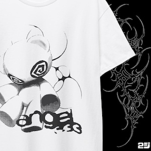 サイケデリックストリートウェアTシャツ - Angelcore Y2Kヴィンテージ美学、ユニセックスTシャツ、グラフィックベアデザイン、グランジバイブ、レトロファッション、カップルギフト