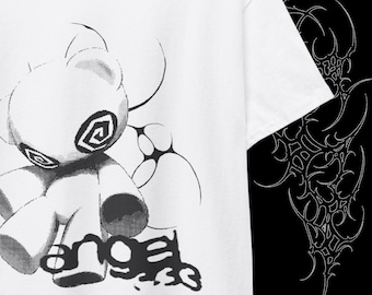Psychedelic Streetwear T-Shirt - Angelcore Y2K Vintage Aesthetic, Unisex Tee, Graphic Bear Design, Grunge Vibes, Retro Fashion, Couple Gift