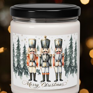 Nutcracker Christmas Hand-poured Candle with Long Burn Time, Festive Scents, gift for him, eco-friendly Nutcracker Christmas candle