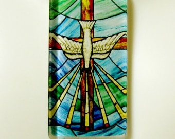 Holy Spirit stained glass window pendant with chain - GP01-027