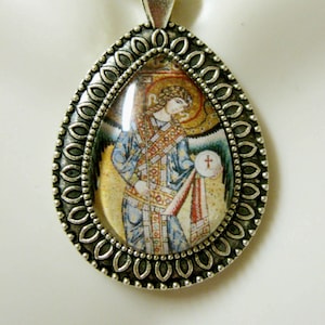 Archangel Raphael tear drop pendant with chain - AP15-049