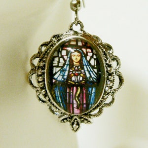 Miraculous medal stained glass earrings - AP06-121