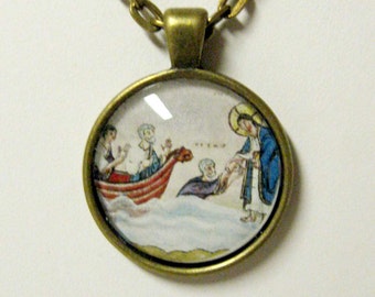 Christ walking on water pendant with chain - AP05-033