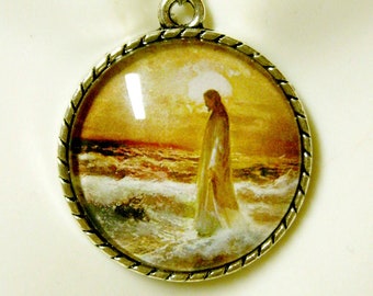 Christ walking on water pendant and chain - AP26-327