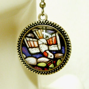 Dove of peace stained glass window earrings - AP06-047