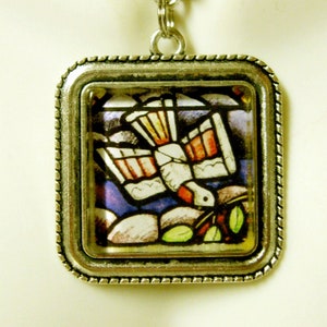 Holy spirit stained glass window pendant and chain - AP05-535