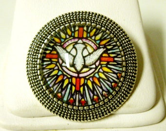 Holy spirit stained glass window pin/brooch - BR09-087