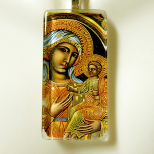 Black Madonna pendant with chain - GP01-345