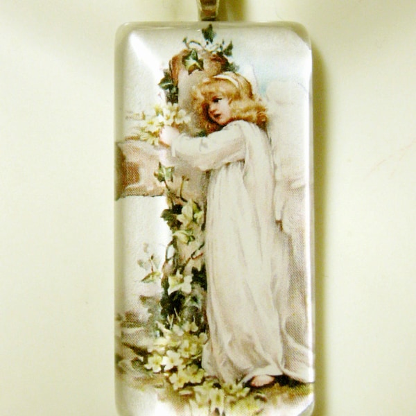 Easter angel with cross and calla lilies pendant with chain - GP01-434