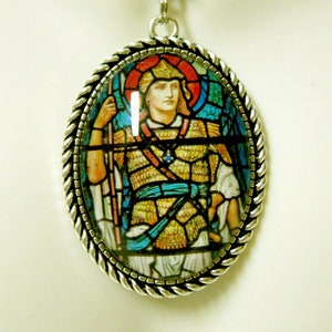 Archangel Michael stained glass window pendant and chain - AP09-075