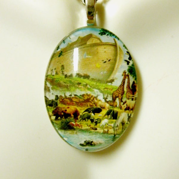 Colgante Arca de Noé con cadena - GP04-017 estilo camafeo