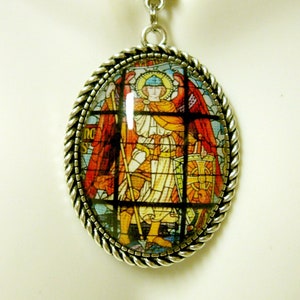 Archangel Michael stained glass window pendant and chain - AP09-054