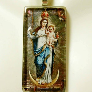 Our Lady of the Immaculate Conception glass pendant with chain - GP01-286