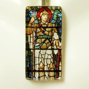 Archangel Michael stained glass pendant with chain - GP12-370
