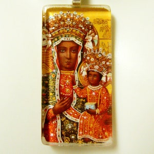 Black Madonna pendant with chain - GP01-142