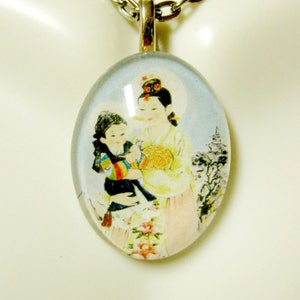 Korean Madonna pendant with chain - GP12-433 cameo style