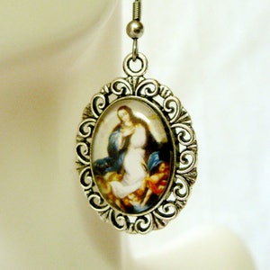 Our Lady of the Immaculate Conception dangle glass earrings - AP07-135