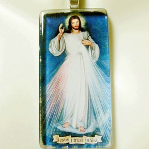 Divine mercy, Jesus I trust in you, pendant with chain - GP01-197