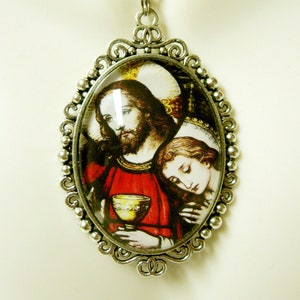 Saint Mary Magdalene and Christ stained glass window pendant and chain - AP09-310