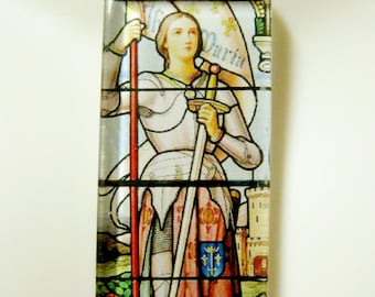 Saint Joan of Arc stained glass window pendant with chain - GP01 - 251