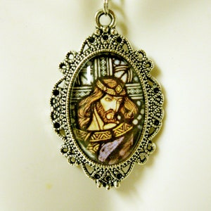 Christ stained glass window pendant with chain - AP04--387
