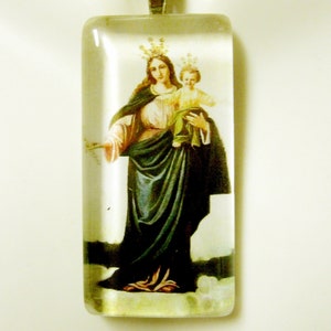 Mary, help of Christians, glass pendant with chain - GP01-044