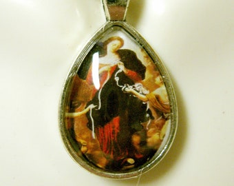 Mary, Undoer of Knots, teardrop pendant and chain - AP02-103