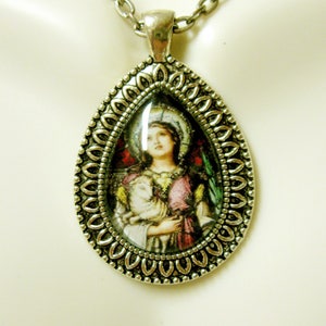 Saint Agnes stained glass window pendant with chain - AP15-102