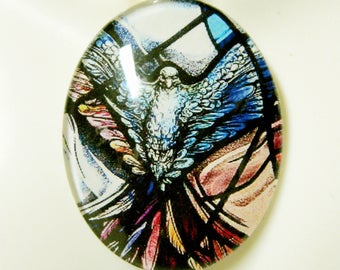 Holy spirit stained glass window pendant with chain - GP18-134