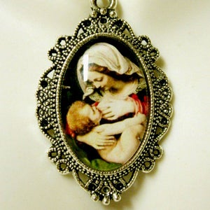 Pendentif Vierge à l&#39;enfant avec chaîne - AP04-103