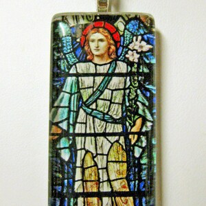 Archangel Gabriel stained glass window pendant with chain - GP01-539