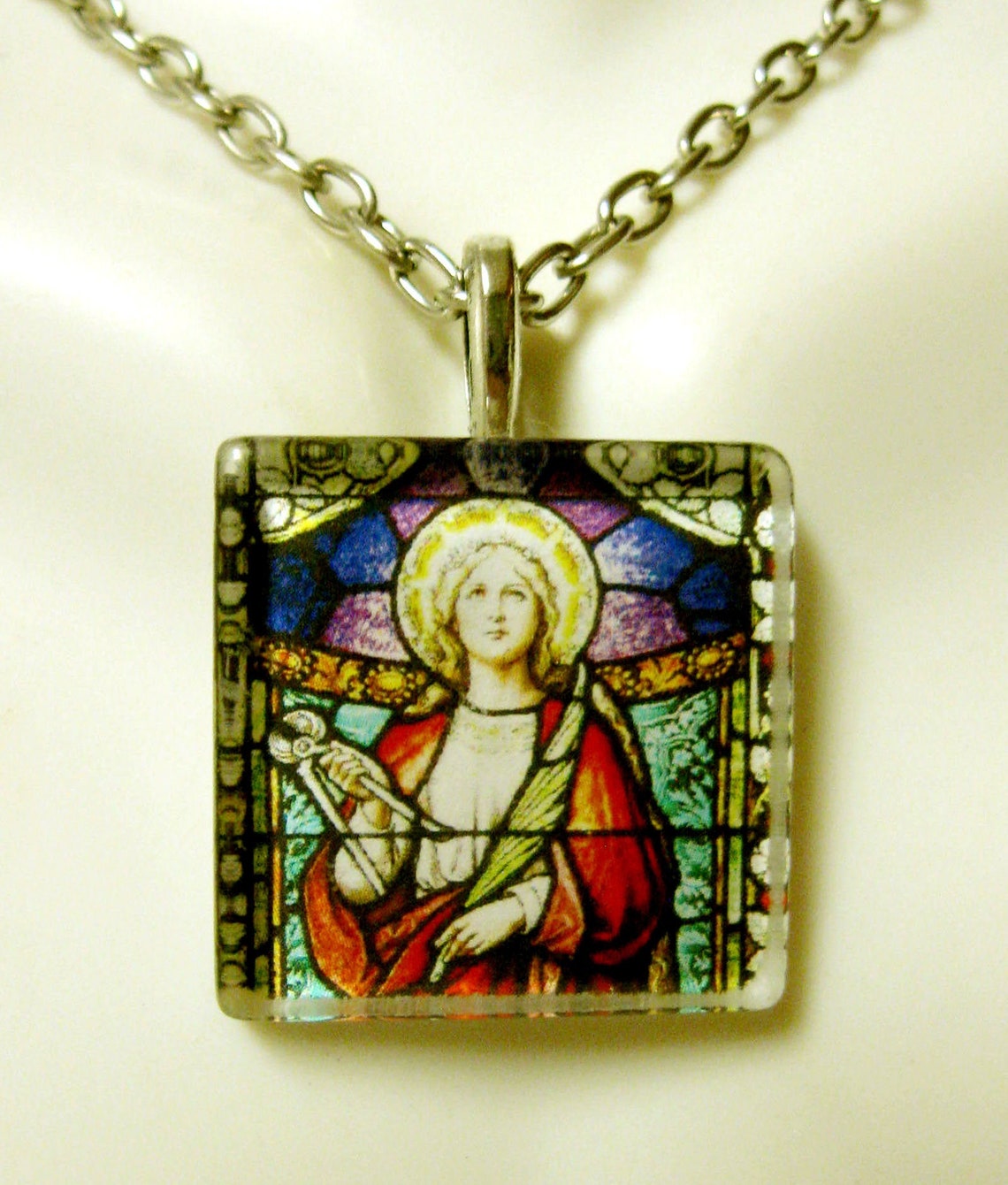 Saint Agatha Patron Saint of Nurses and Breast Cancer Pendant Etsy