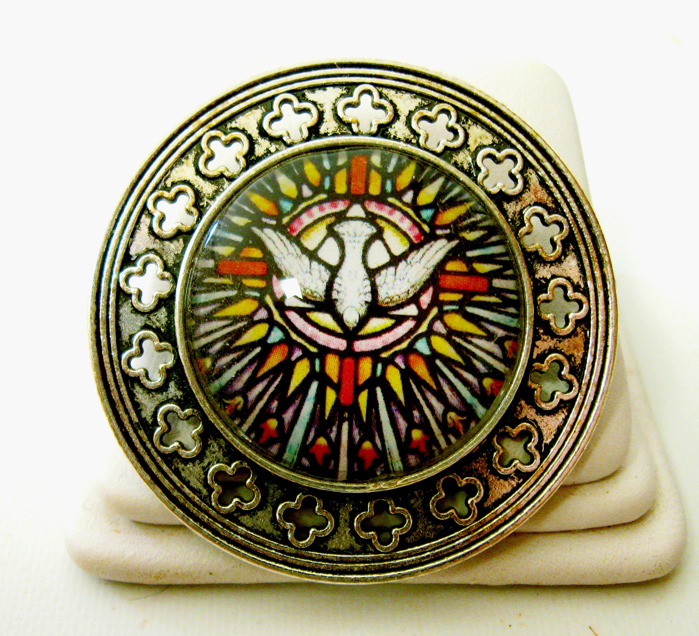 Holy Spirit stained glass window brooch/pin BR02-043