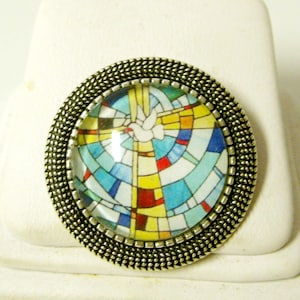 Holy spirit stained glass window pin/brooch - BR09-056