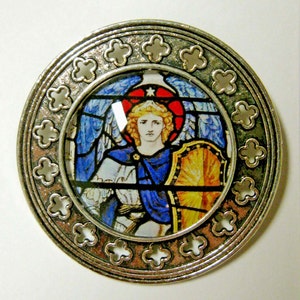Archangel Michael stained glass window pin/brooch - BR10-033